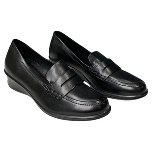 ECCO爱步女鞋坡跟商务休闲皮鞋一脚蹬懒人鞋乐福鞋217323菲莉系列