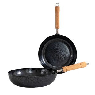 伽罗生活 窒化精铁炒菜锅家用平底煎锅手工锻打无涂层高纯铁厨具