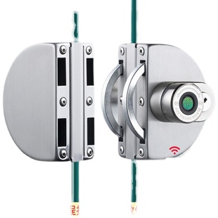 玻璃门指纹锁密码锁智能锁免开孔无框双开门商铺电子门禁锁办公室