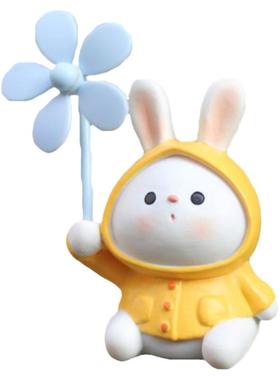 可爱小兔风车竹汽车摆件自行车