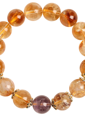 普陀山招财黄水晶转运珠手串女