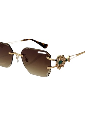 欧美方形镶钻奢华女无框个性墨镜