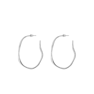 EWEST 圈圈耳饰银大耳圈耳环女耳钉耳坠素圈轻奢耳圈大耳环银饰