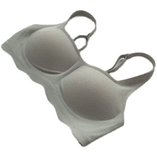 Metwo乳胶波浪方领薄款透气果冻无痕无钢圈大胸显小女士内衣文胸