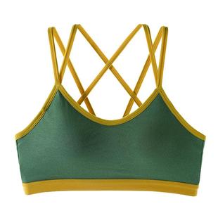 纯棉一体裹胸无钢圈小胸聚拢交叉美背女学生少女内衣运动文胸夏季