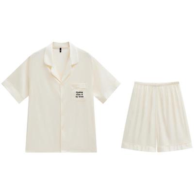 乐姿梦睡衣男士夏季夏款丝绸冰丝短袖短裤家居服男款薄款仿真丝质