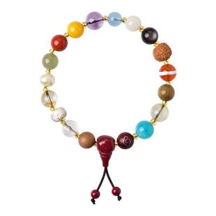 十八籽手串东海水晶玛瑙玉石紫黄散珠子南红蜜蜡沉香珍珠朱砂手链