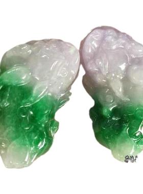 翡翠飘阳绿貔貅精雕吞金兽吊坠