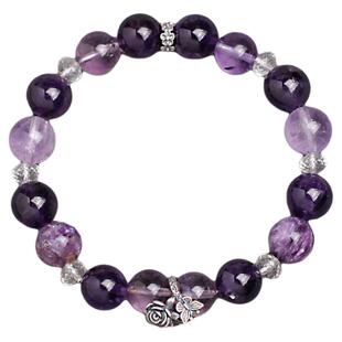 九紫离火天然水晶紫水晶紫龙晶纯银原创设计手串手链女送礼礼物