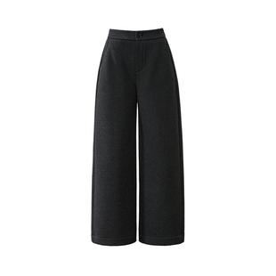 逸阳显瘦九分加绒阔腿裤2025年冬季遮肉显瘦羊毛呢宽松直筒裤通勤