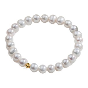 Meluxe美奈极简足金淡水珍珠手链多颜色可选弹力绳手串女节日礼物