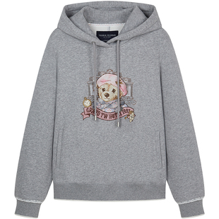 TeenieWeenie小熊女装卫衣25年冬新款简约休闲大熊连帽抽绳款上衣