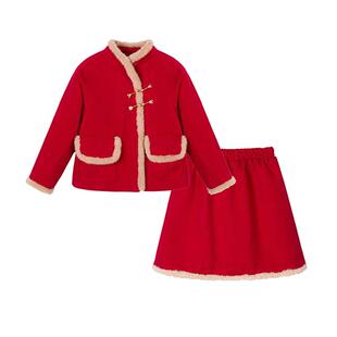 富罗迷女童套装2025秋冬新款高级好看加厚时髦洋气女孩儿童两件套