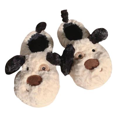 细细条可爱狗狗保暖防滑棉拖鞋