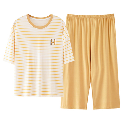 带胸垫5XL冰丝莫代尔短袖睡衣女夏季胖mm加肥加大码200斤居家服