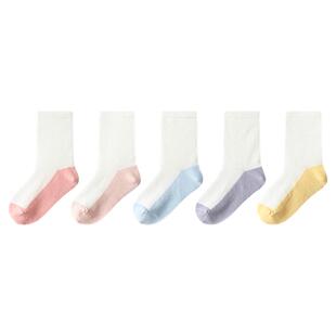 巴拉巴拉儿童袜子男童中筒袜女童学生袜基础打底柔弹五双装春秋装
