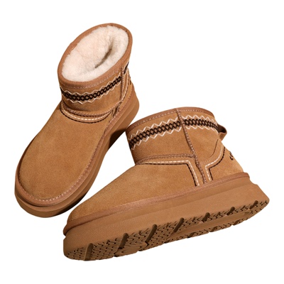 Snowelf驼色短筒毛毛雪地靴冬款
