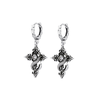 STK同款十字架耳环男款鸢尾花耳坠锆石耳钉耳扣耳饰耳圈秋冬配饰