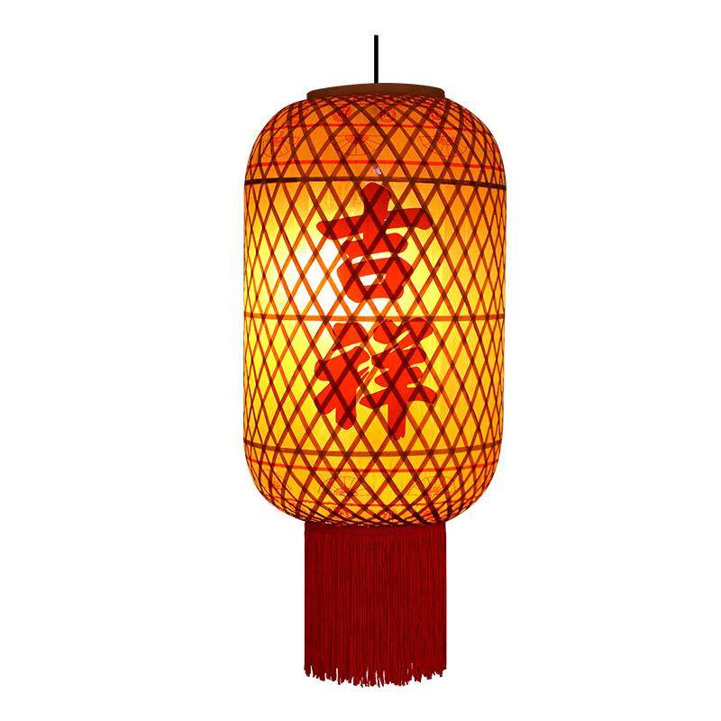 竹编油纸灯笼中式火锅店装饰