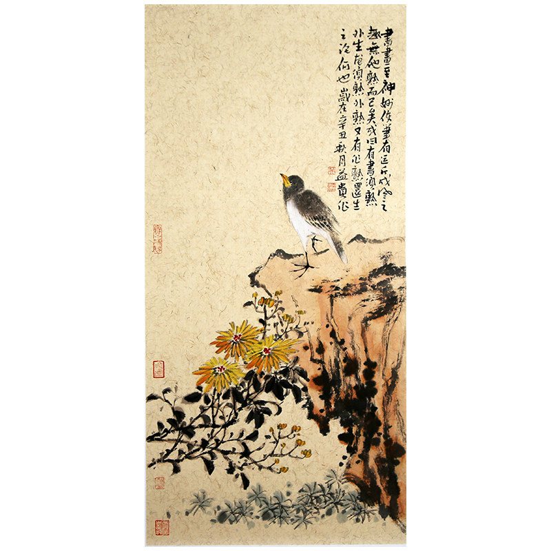 吴益贵原创字画手绘工笔花鸟国画现代玄关客厅装饰挂画装裱装框