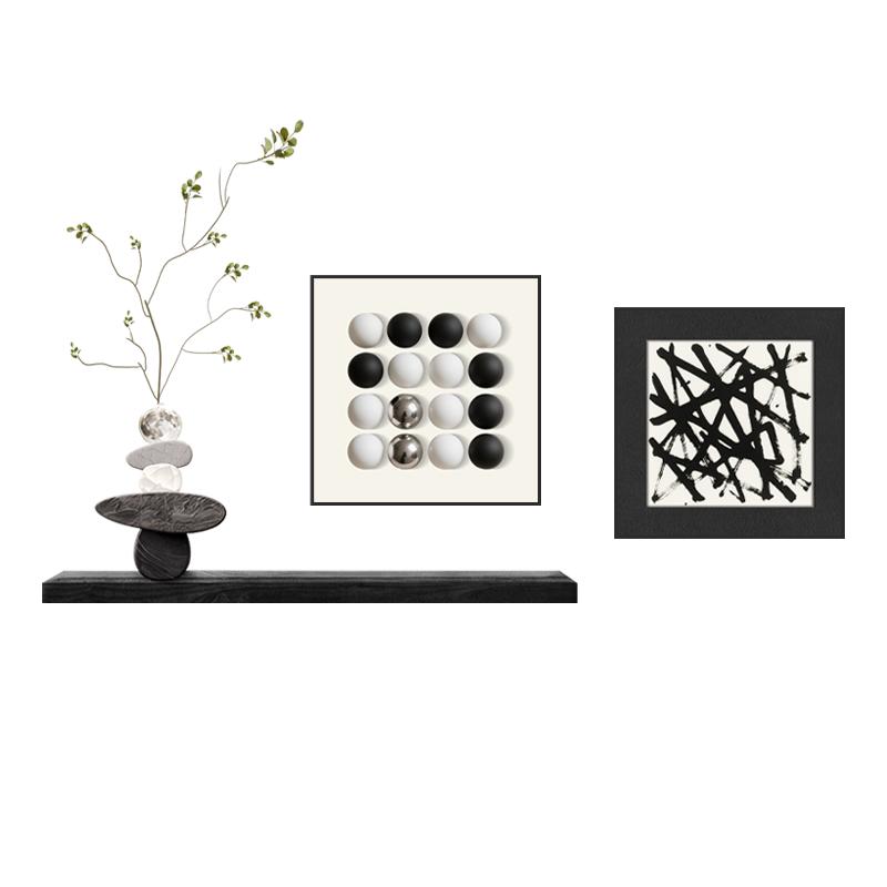 现代简约客厅装饰画轻奢高级感沙发背景墙挂画黑白抽象艺术组合画