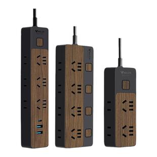 公牛插座扁插头扁平家用墙壁窄缝插排带线木纹排插拖线板长线5米3