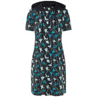 LANCY/朗姿2024夏季新款艺术印花连帽A字连衣裙廓形活力裙子短款