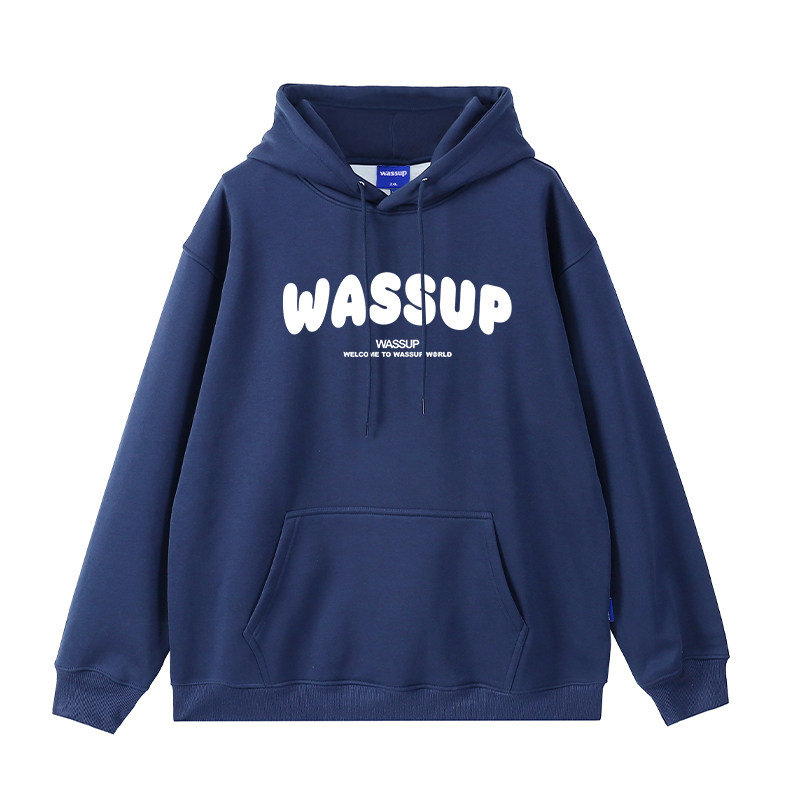 WASSUP潮牌美式重磅连帽卫衣男