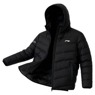 李宁轻薄羽绒服男冬季2025新款运动连帽鸭绒短款外套青少年薄排骨