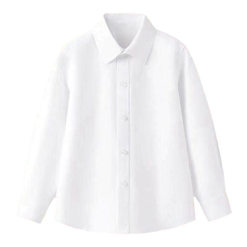 儿童白衬衫长袖女童圆领礼服衬衣