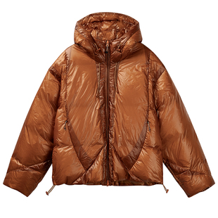 冬季户外防水短款羽绒服男女宽松连帽面包服轻量化保暖外套军绿色