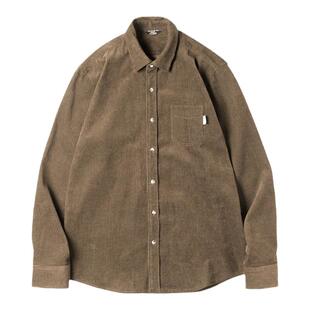 马登工装美式休闲灯芯绒长袖衬衫修身叠穿内搭外套条绒寸衣男秋夏