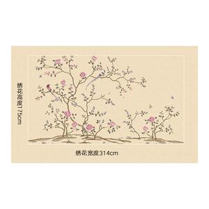 刺绣无缝花鸟卧室玄关墙布定制