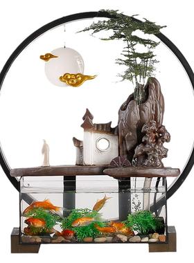 流水生财摆件桌面循环水招财装饰