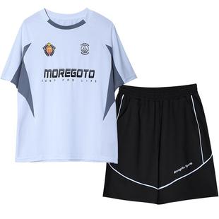 胖男童速干套装中大童冰丝短袖短裤两件套男孩运动篮球足球服宽松