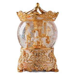 旋转木马八音盒水晶球欧式音乐盒摆件生日礼物鸟之诗儿童房装饰品