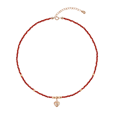 AMO红玛瑙芒星爱心项链小众显白