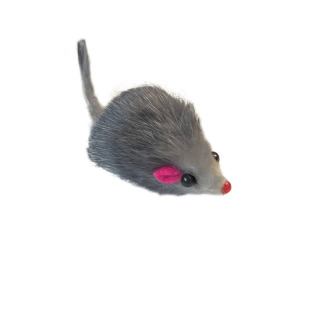 猫玩具兔毛老鼠灰白兔皮逗猫剑麻长尾巴沙沙响可爱仿真耗子5只装