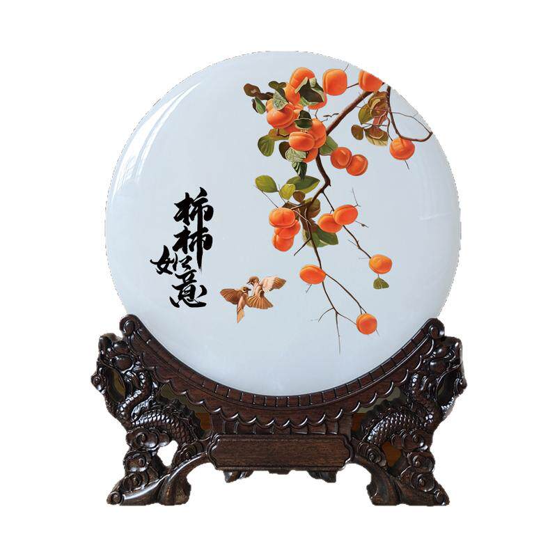 家和万事兴玉石摆件新中式客厅