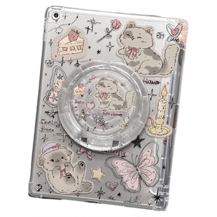 适用于ipad保护套蝴蝶涂鸦苹果air8平板mini5/4高透单面2025新款pro11寸可旋转mini7亚克力带支架ipad11防摔