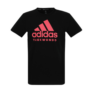 Adidas阿迪达斯黑红男女短袖运动健身上衣跑步休闲t恤圆领宽松衣