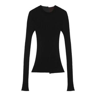 JNBY/江南布衣秋冬美丽诺羊毛针织衫女拼接长袖套头毛衫5O0312880