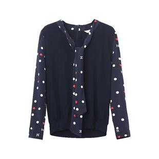 HONRN/红人修身领口系带短款长袖套头针织衫上衣女春秋HH11OM678