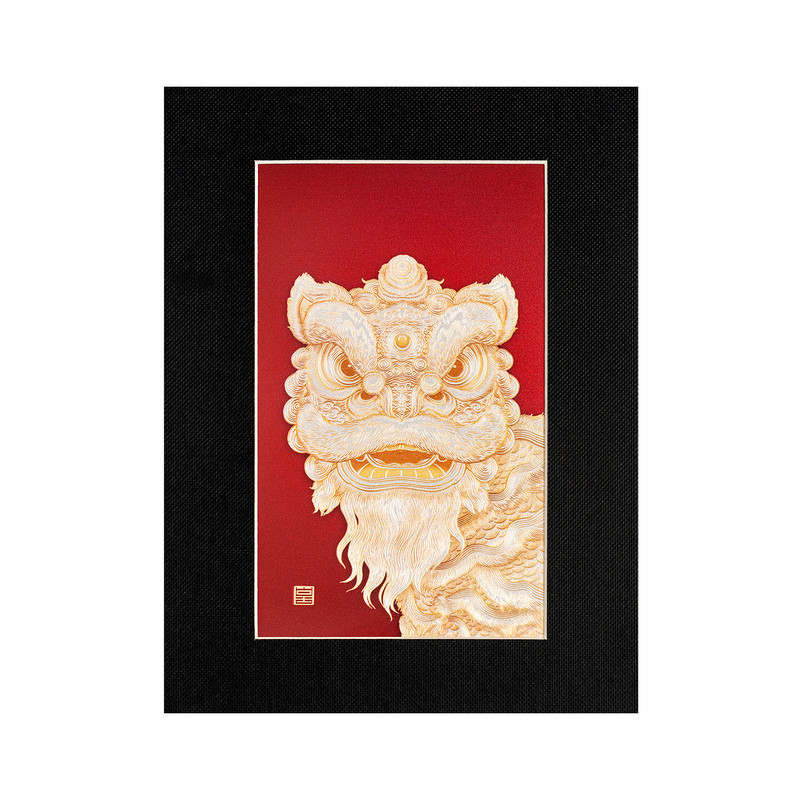 皇城工坊醒狮非遗银雕画礼品收藏
