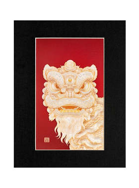 皇城工坊醒狮非遗银雕画礼品收藏