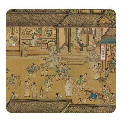 仇英青绿重彩工笔画临摹横幅长卷