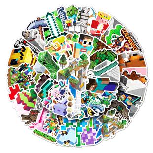 100张冒险游戏我的世界贴纸Minecraft个性创意涂鸦装饰吉他平板电脑笔记手账滑板手机行李箱水杯pvc防水贴纸