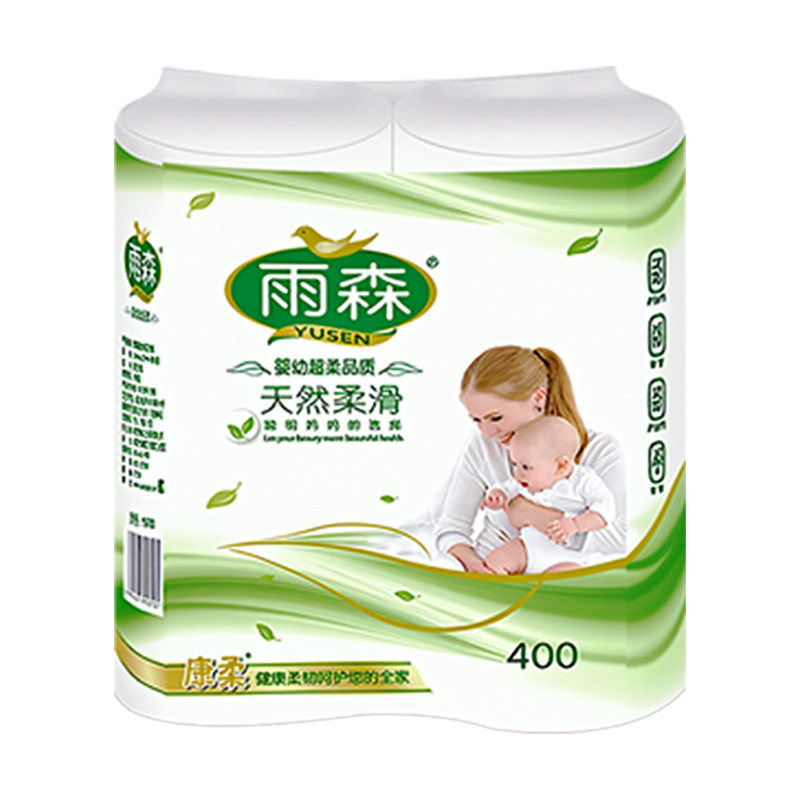 雨森无芯卷纸400g6层加厚中长卷筒卫生纸实惠装妇婴家用纸厕手纸