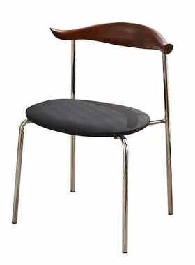 靠背小户型家用黑色餐椅实木中古