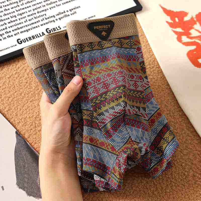 民族风男士内裤纯棉抗菌四角裤2025新款男式平角裤男生短裤衩男款